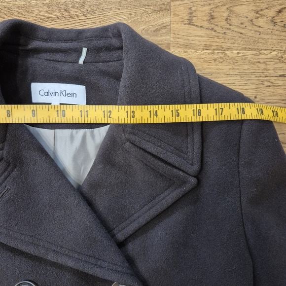 Calvin Klein Wool & Cashmere Blend Button Front Pea Coat - Picture 9 of 11